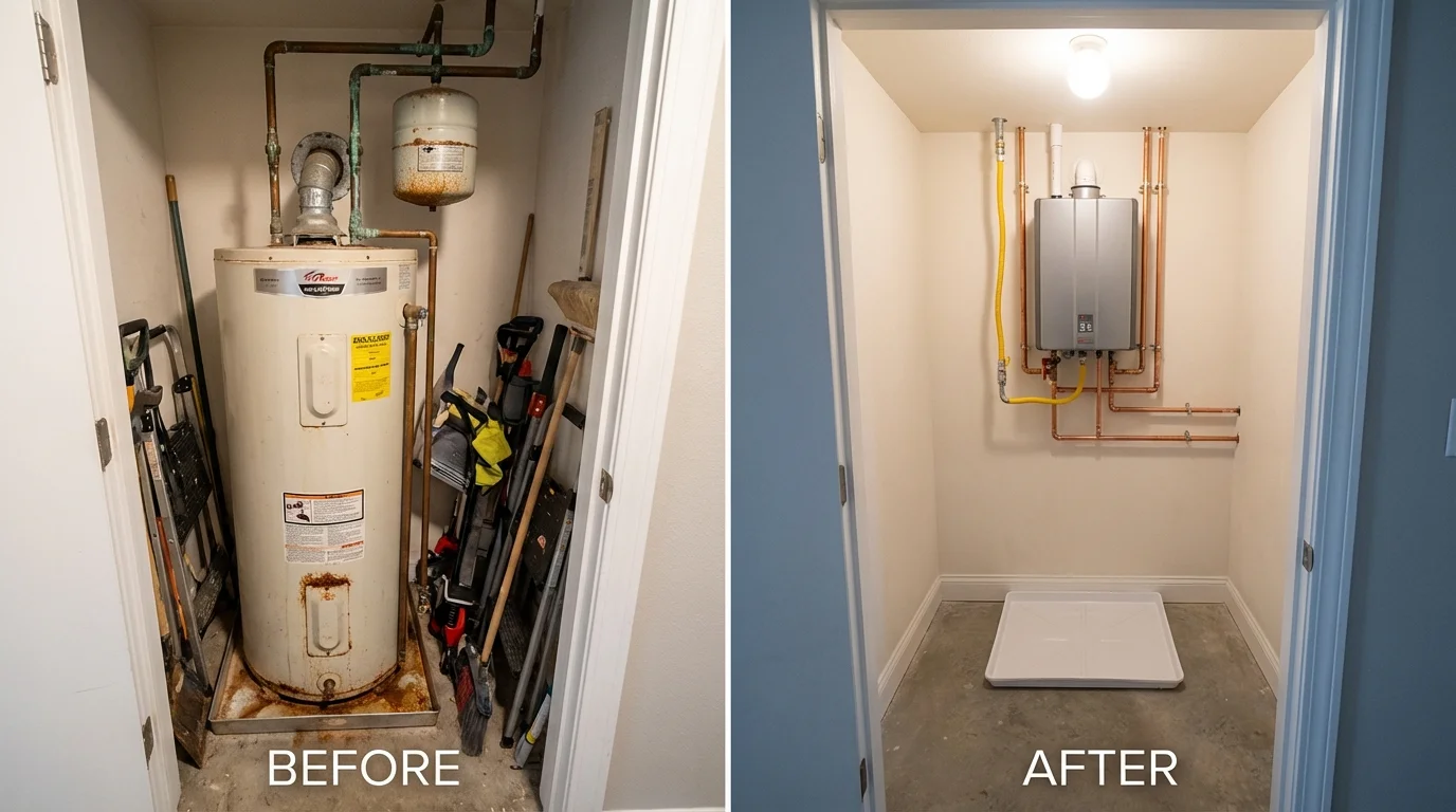 Tank water heater versus wall-mounted tankless unit comparison for Archbald, PA homeowners